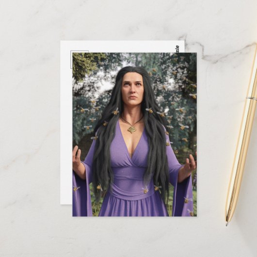 Honingbijengodin in het Paarse Briefkaart (Voorkant / Achterkant in situ)