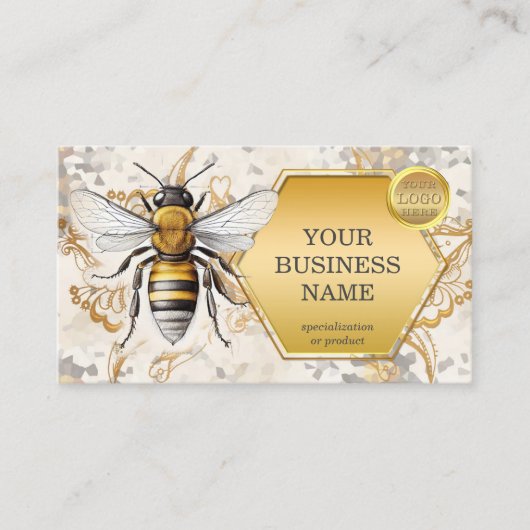 Honingbijengouden Logo QR-code Visitekaartje (Voorkant)