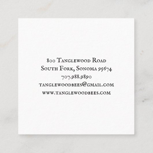 Honingbijenhoningproducten Apiary imker Products Vierkante Visitekaartje (Achterkant)