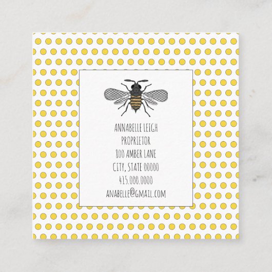 Honingbijenhoningproducten Apiary imker Products Vierkante Visitekaartje (Achterkant)