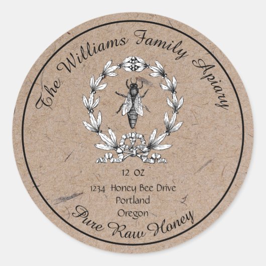 Honingbijenkaas van koningin Bee Kraft | Rauwe hon Ronde Sticker (Voorkant)