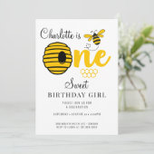 Honingbijenkop na eerste geboorte-uitnodiging kaart (Staand voorkant)