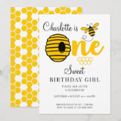 Honingbijenkop na eerste geboorte-uitnodiging kaart (Voorkant / Achterkant)