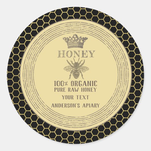  honingbijenkop ronde sticker (Voorkant)