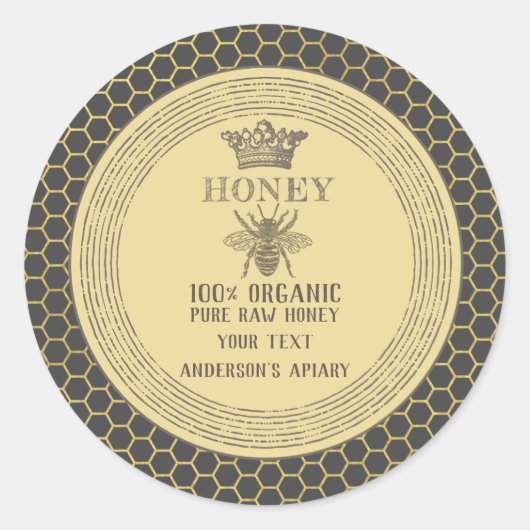  honingbijenkop ronde sticker (Voorkant)