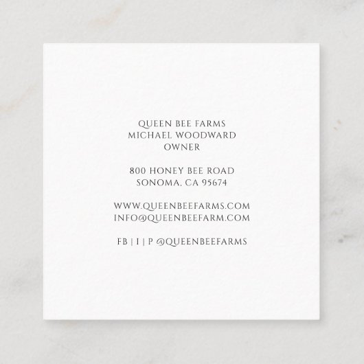  honingbijenkorf bijenhouder vierkante visitekaartje (Achterkant)