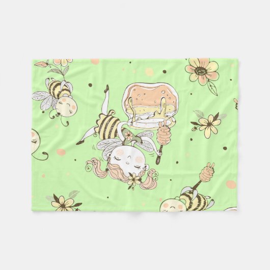  honingbijenkorf fleece deken (Voorkant (Horizontaal))