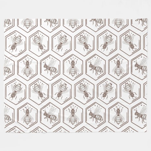 Honingbijenkorf Fleece Deken (Voorkant (Horizontaal))