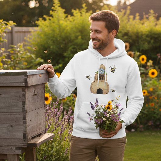 Honingbijenkorf met blauwe bloemen en bijen hoodie