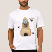 Honingbijenkorf met blauwe bloemen en bijen t-shirt (Voorkant)