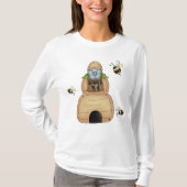 Honingbijenkorf met blauwe bloemen en bijen t-shirt (Voorkant)