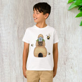 Honingbijenkorf met blauwe bloemen en bijen t-shirt