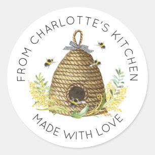 Honingbijenkorven gezoet als honingvoedseletiket ronde sticker