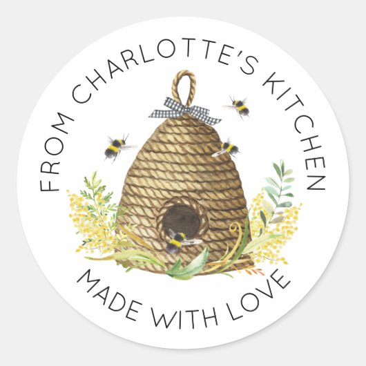 Honingbijenkorven gezoet als honingvoedseletiket ronde sticker (Voorkant)