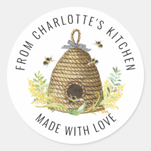 Honingbijenkorven gezoet als honingvoedseletiket ronde sticker