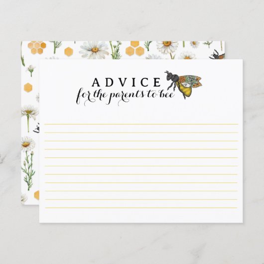 Honingbijenouders naar Bee Baby shower Advies Kaar (Voorkant / Achterkant)
