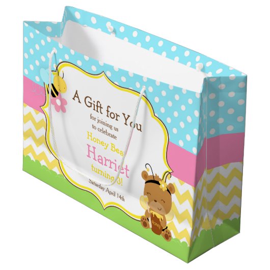 Honingbijenpartij: Birthday Beer en Bumble Bee Par Groot Cadeauzakje (Voorkant Gekanteld)