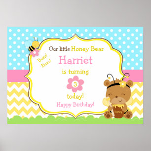 Honingbijenpartij: Birthday Beer en Bumble Bee Par Poster