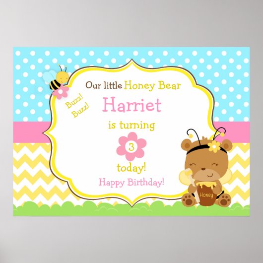 Honingbijenpartij: Birthday Beer en Bumble Bee Par Poster (Voorkant)