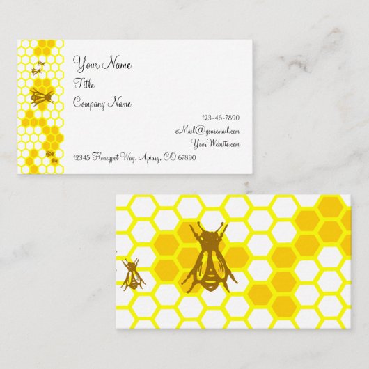 Honingbijenpatroon bewerkbaar visitekaartje (Voorkant / Achterkant)