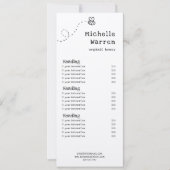 Honingbijenprijslijst of dienstenkaart kaart (Voorkant)