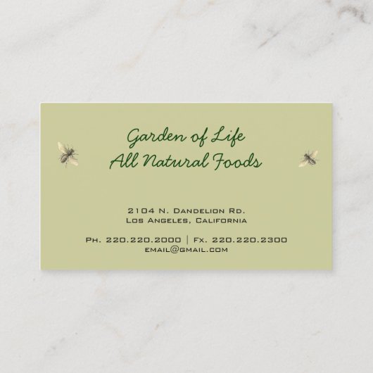  Honingbijentekening, Douane Visitekaartje (Achterkant)