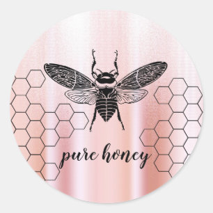 Honingbijenverkoper Apiarist Roos Gold Ronde Sticker