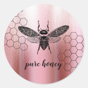 Honingbijenverkoper Apiarist Roos Gold Ronde Sticker