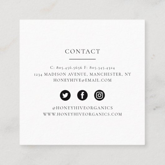 HoningBoerderij/Homemade Honey Visitekaartje (Achterkant)