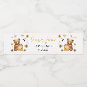 Honingbumble bee geel genderneutraal baby shower waterfles etiket