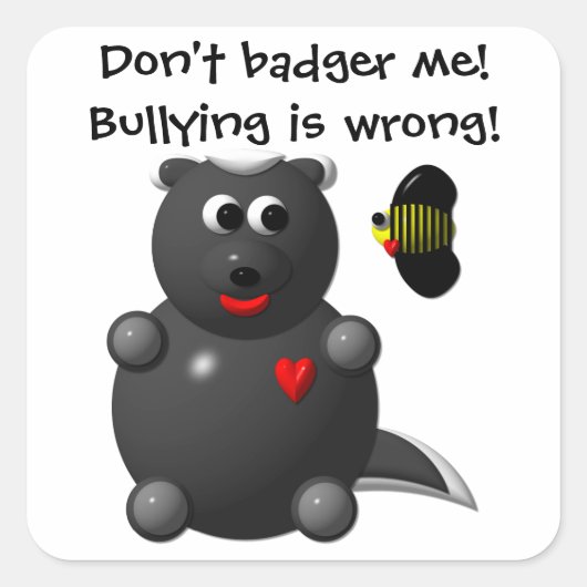 Honingdas en honingbij vierkante sticker (Voorkant)
