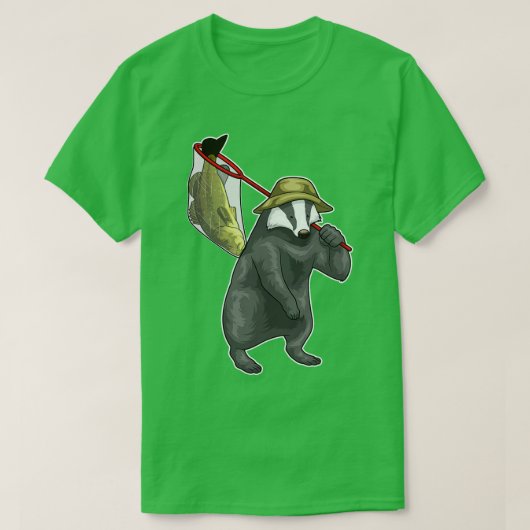 Honingdas Fisher Vissen net Vis T-shirt (Design voorkant)