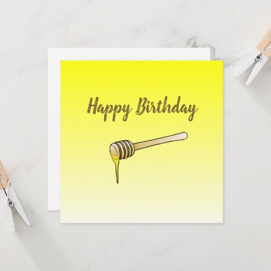 Honingdipper Flat Greeting Birthday Kaart (Voorkant / Achterkant in situ)