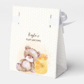 Honingdradenbeer wacht vroeg op baby shower bedankdoosjes (Achterkant)