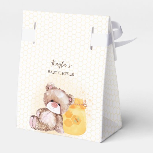 Honingdradenbeer wacht vroeg op baby shower bedankdoosjes (Achterkant)