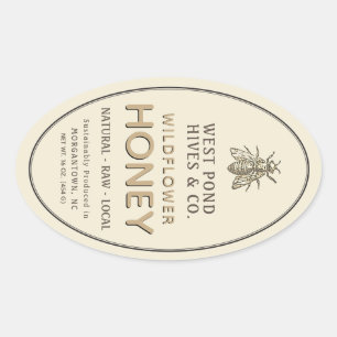  honingetiket bij 16 en 32 oz Queenline Ovale Sticker