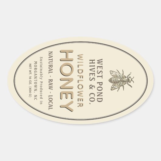 honingetiket bij 16 en 32 oz Queenline Ovale Sticker (Voorkant)
