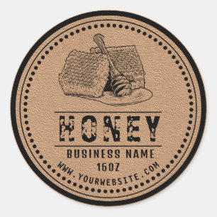 Honingetiket kraft   Honing-Logo Ronde Sticker