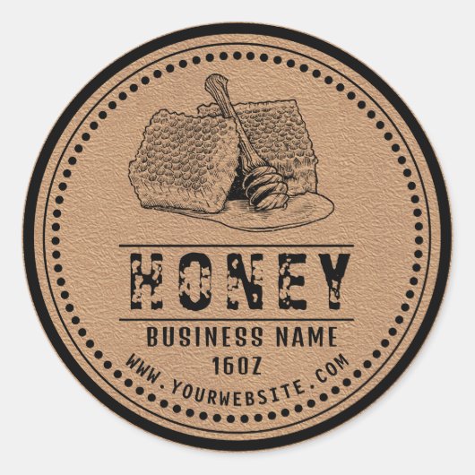 Honingetiket kraft | Honing-Logo Ronde Sticker (Voorkant)