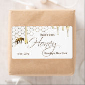 Honingetiket met Honingraat, druppel en bijen Etiket (Insitu)