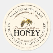 Honingetiket met Honingraat en bijen Ronde Sticker (Voorkant)