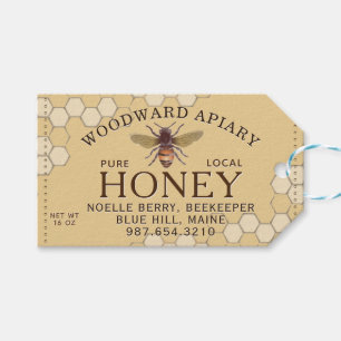 Honingetiket met voedingsfeiten Honeycomb Yellow Cadeaulabel