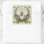  honingetiket personaliseren vierkante sticker (Tas)