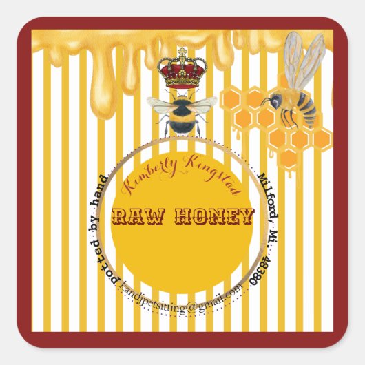 honingetiket vierkante sticker (Voorkant)