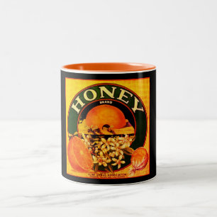 Honingfruit sinaasappel Advertentie Label Tweekleurige Koffiemok