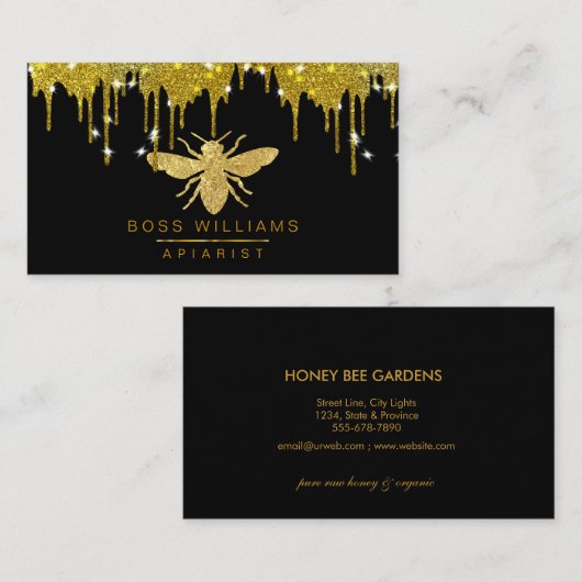 Honinggoud drijft faux honingbijen visitekaartje (Voorkant / Achterkant)