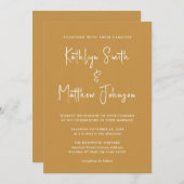 Honinggoud modern script in één castrische bruilof kaart (Voorkant / Achterkant)