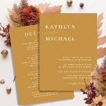 Honinggoud moderne typografie in één keer kaart<br><div class="desc">Honinggoud moderne typografie in één minimalistische weddenschap-Kaart. Viel je speciale dag om met deze elegante en mooie huwelijksuitnodigingskaart om je speciale gelegenheid te verfraaien. Alle teksten zijn vooraf geregeld zodat u zich gemakkelijk en snel kunt personaliseren met uw eigen details. Als je nog meer aanpassingen of overeenkomende objecten nodig hebt,...</div>