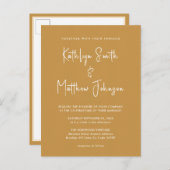 Honinggoud QR-code in één modern huwelijk Uitnodiging Briefkaart (Voorkant / Achterkant)