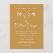 Honinggoud QR-code in één modern huwelijk Uitnodiging Briefkaart (Voorkant)